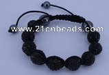 CFB561 12mm round rhinestone with hematite beads adjustable bracelet