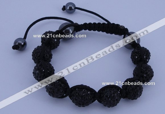 CFB561 12mm round rhinestone with hematite beads adjustable bracelet