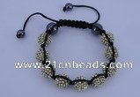 CFB563 12mm round rhinestone with hematite beads adjustable bracelet