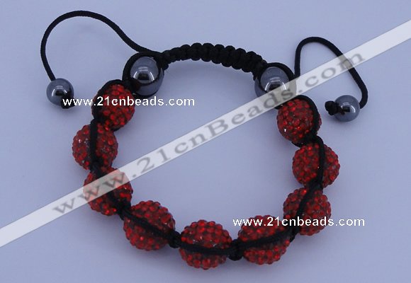 CFB564 12mm round rhinestone with hematite beads adjustable bracelet