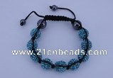 CFB565 12mm round rhinestone with hematite beads adjustable bracelet