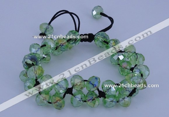 CFB581 8*10mm faceted rondelle crystal beads adjustable bracelet