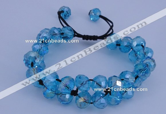 CFB582 8*10mm faceted rondelle crystal beads adjustable bracelet