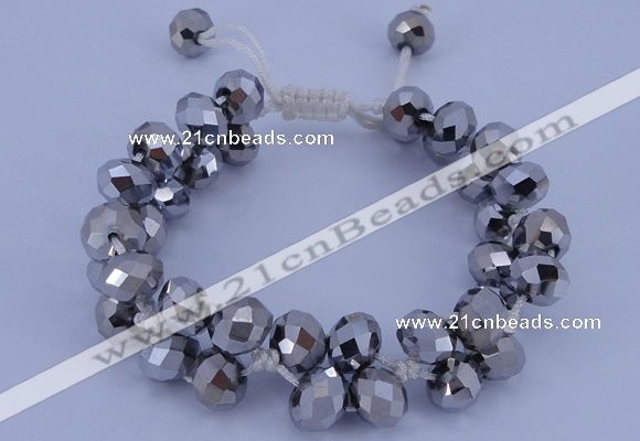 CFB585 8*10mm faceted rondelle crystal beads adjustable bracelet