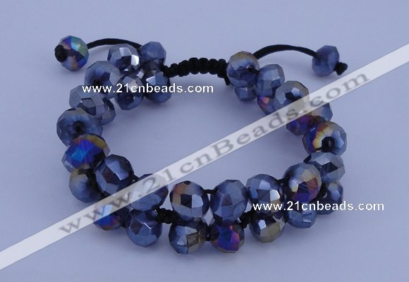 CFB586 8*10mm faceted rondelle crystal beads adjustable bracelet