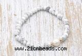 CFB700 faceted rondelle white howlite & potato white freshwater pearl stretchy bracelet