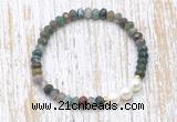 CFB725 faceted rondelle Indian agate & potato white freshwater pearl stretchy bracelet