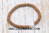 CFB739 faceted rondelle wooden jasper & potato white freshwater pearl stretchy bracelet