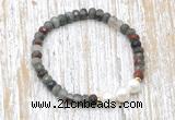 CFB746 faceted rondelle African bloodstone & potato white freshwater pearl stretchy bracelet