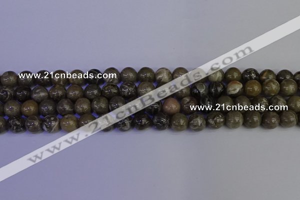 CFC213 15.5 inches 10mm round grey fossil coral beads wholesale