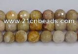 CFC228 15.5 inches 4mm faceted round fossil coral beads