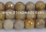 CFC230 15.5 inches 8mm faceted round fossil coral beads