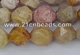 CFC238 15.5 inches 10mm faceted nuggets fossil coral beads