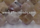 CFC303 15.5 inches 12mm faceted nuggets coral jade beads