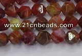 CFC306 15.5 inches 6mm faceted nuggets dyed coral jade beads