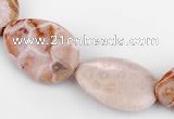 CFC48 18*25mm flat teardrop coral fossil jasper beads wholesale