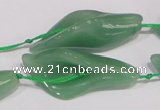 CFG03 15.5 inches 18*38mm carved flower green aventurine jade beads