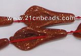 CFG04 15.5 inches 18*38mm carved trumpet flower goldstone beads