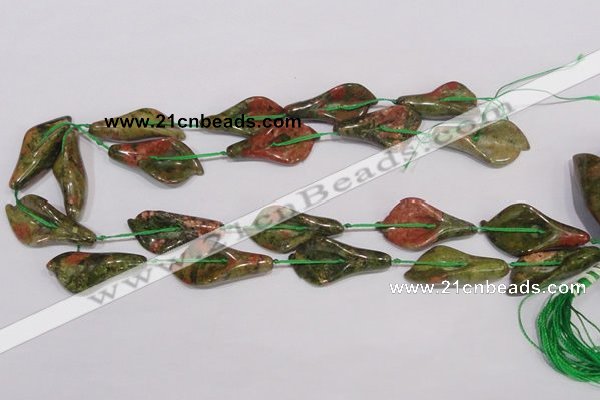 CFG07 15.5 inches 18*38mm carved trumpet flower unakite gemstone beads