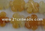 CFG1000 15.5 inches 16mm carved flower yellow jade beads