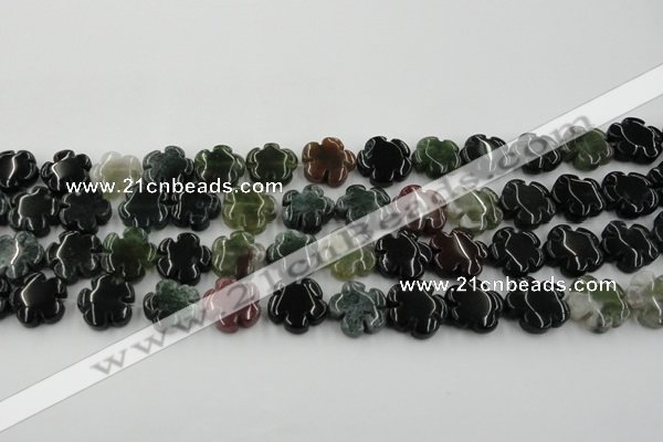 CFG1001 15.5 inches 16mm carved flower Indian Agate beads