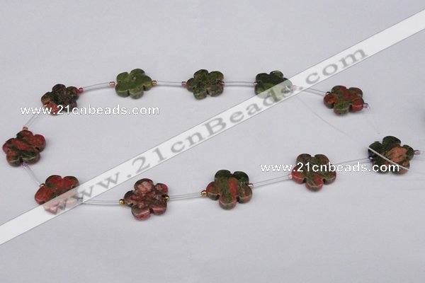 CFG1005 15.5 inches 20mm carved flower unakite gemstone beads