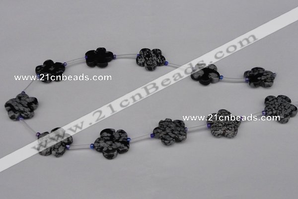 CFG1007 15.5 inches 20mm carved flower snowflake obsidian beads