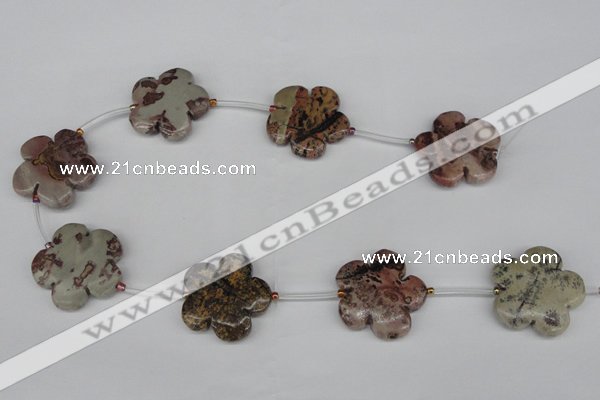 CFG1010 15.5 inches 30mm carved flower artistic jasper beads