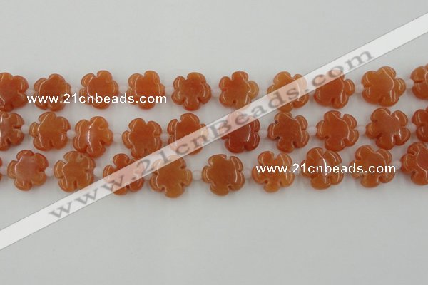 CFG1021 15.5 inches 16mm carved flower red aventurine beads