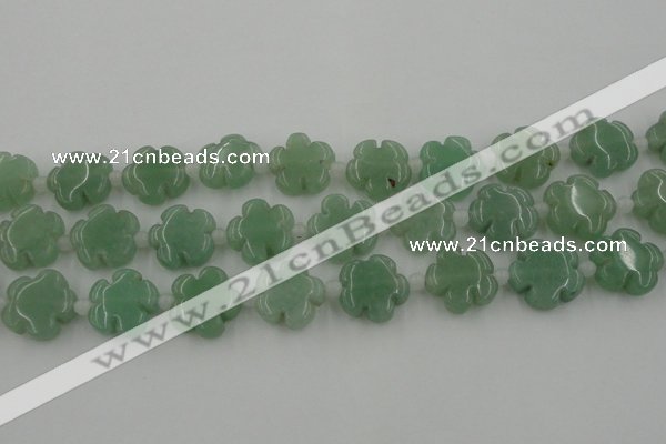 CFG1022 15.5 inches 16mm carved flower green aventurine beads