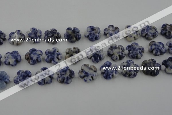CFG1024 15.5 inches 16mm carved flower sodalite gemstone beads