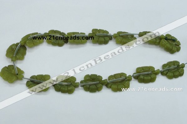 CFG11 15.5 inches 20*28mm carved leaf Korean jade beads