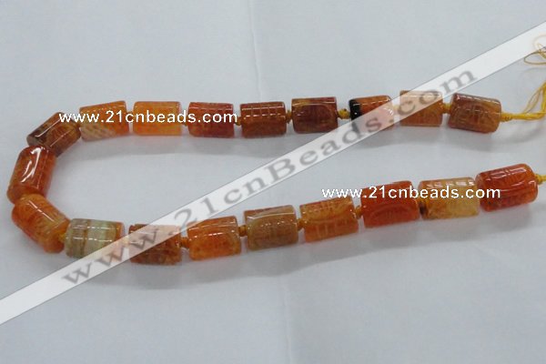 CFG1101 15.5 inches 15*20mm carved tube agate gemstone beads