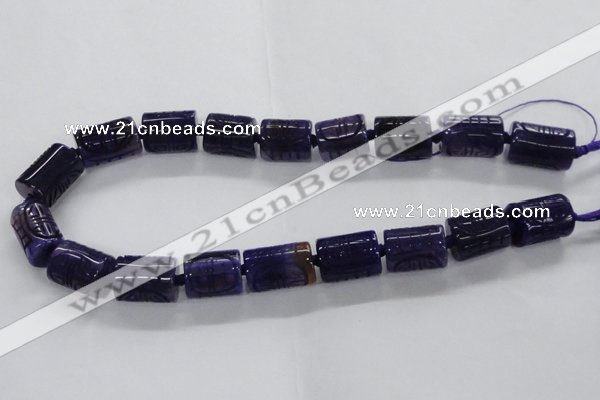 CFG1104 15.5 inches 15*20mm carved tube agate gemstone beads