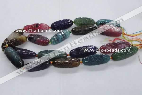 CFG1115 15.5 inches 12*35mm - 12*43mm carved rice agate beads