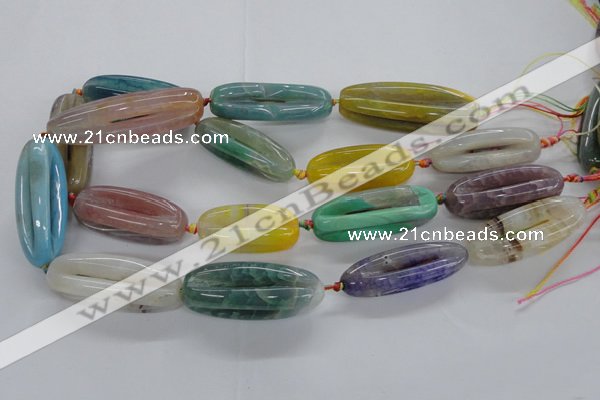 CFG1117 15.5 inches 14*40mm - 14*50mm carved rice agate beads