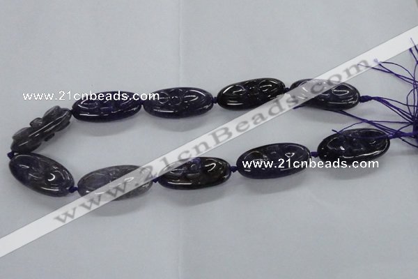 CFG1136 15.5 inches 20*40mm carved oval agate gemstone beads