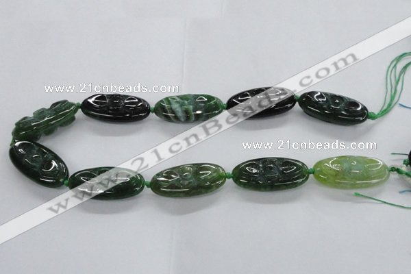 CFG1137 15.5 inches 20*40mm carved oval agate gemstone beads