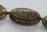 CFG1141 15.5 inches 25*40mm carved oval flower jade beads