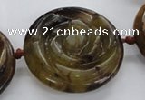 CFG1145 15.5 inches 45mm carved flower flower jade beads