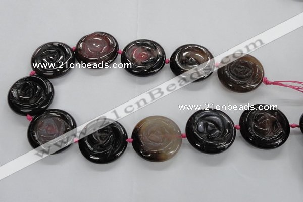 CFG1150 15.5 inches 35mm carved flower agate gemstone beads