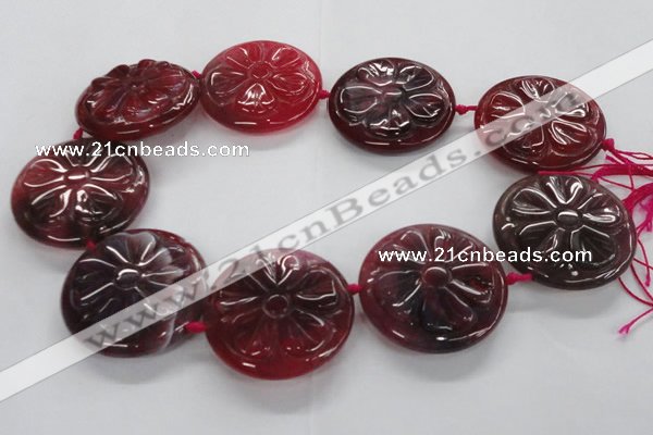 CFG1160 15.5 inches 45mm carved flower agate gemstone beads