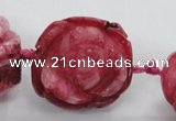 CFG1171 15.5 inches 35mm carved flower plated agate gemstone beads