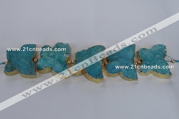 CFG1194 7.5 inches 40*45mm - 45*55mm butterfly druzy agate beads