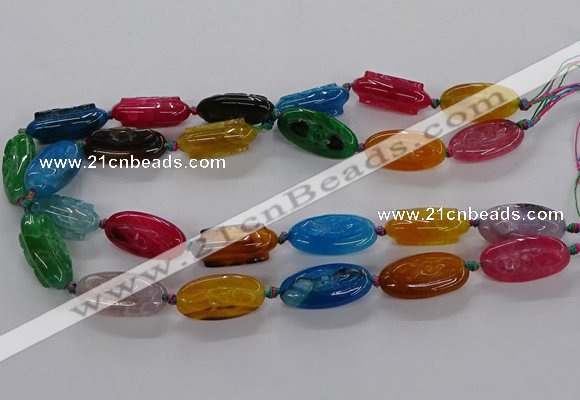 CFG1228 15.5 inches 15*30mm carved oval agate gemstone beads