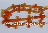 CFG1231 15.5 inches 32*45mm - 35*48mm cross dragon veins agate beads