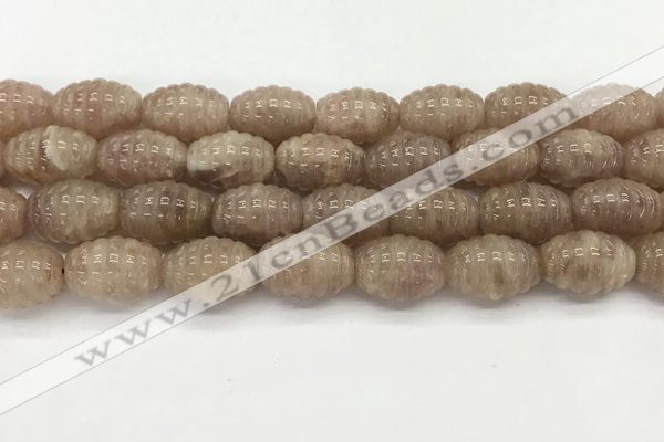 CFG1505 15.5 inches 15*20mm carved rice strawberry quartz beads