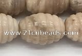 CFG1506 15.5 inches 15*20mm carved rice moonstone beads