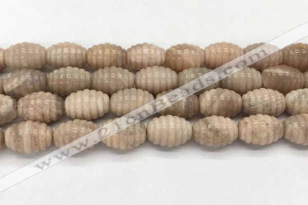 CFG1506 15.5 inches 15*20mm carved rice moonstone beads