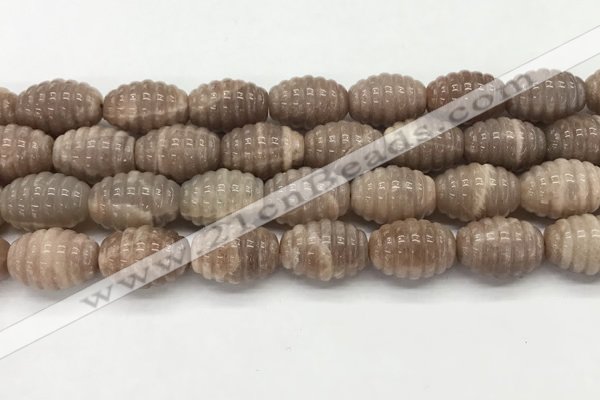 CFG1507 15.5 inches 15*20mm carved rice moonstone beads